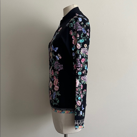 Johnny Was Floral Butterfly SURF SHIRT Swim Zip Up Golf Shirt sz Large NWT - Picture 4 of 7